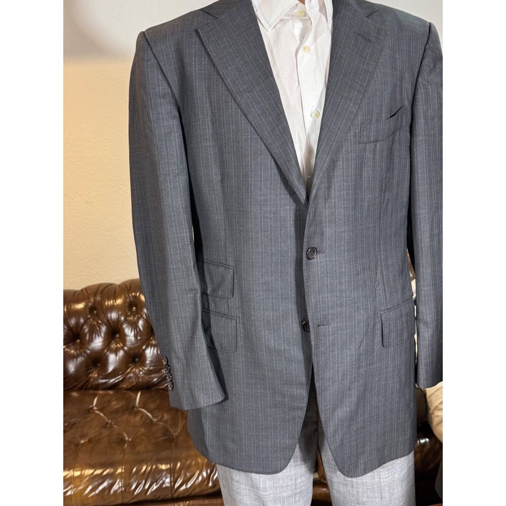 Tom Ford Charcoal Striped Gray Wool Blazer Notch Lapel 52 42R